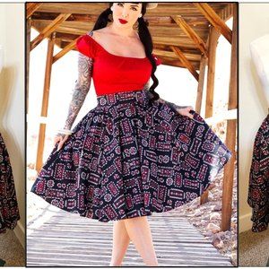 Pinup Girl Clothing Black Bandana Skirt